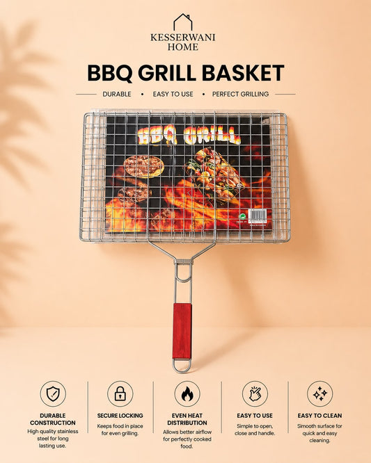 Rectangular BBQ Grill Basket 35x25cm