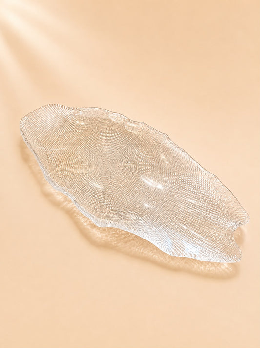 Textured Glass Leaf Serving Platter 50cm