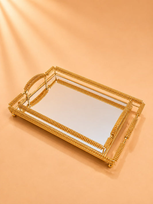 Gold Mirrored Serving Tray Set 2pcs
