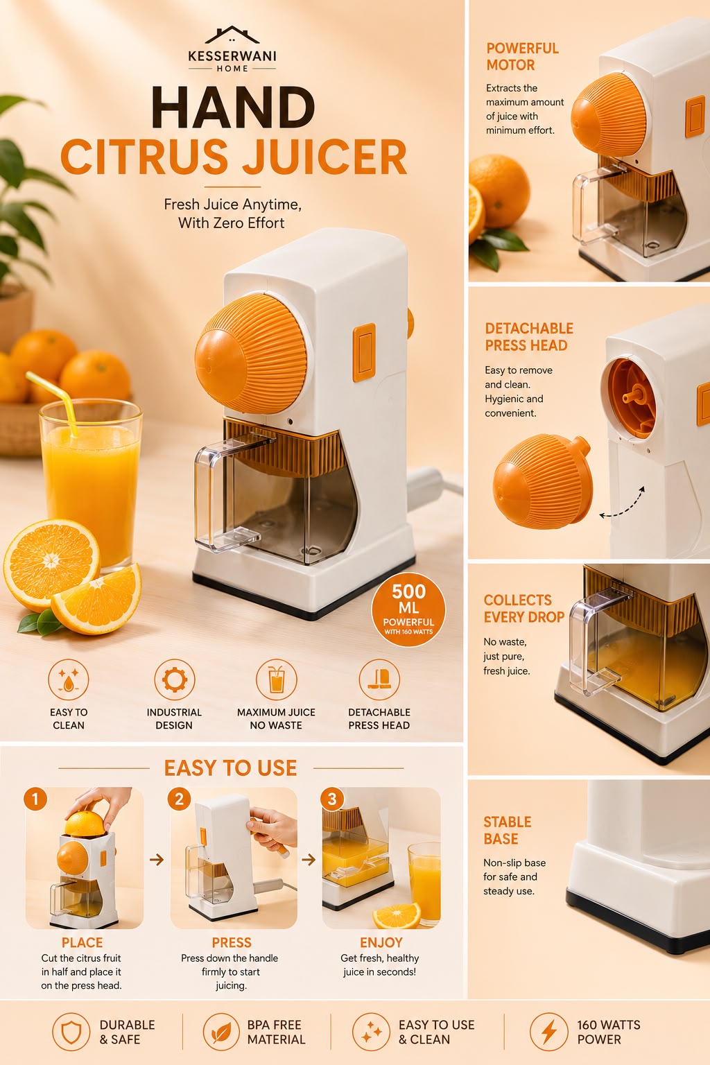 Electric Citrus Juicer 500ml
