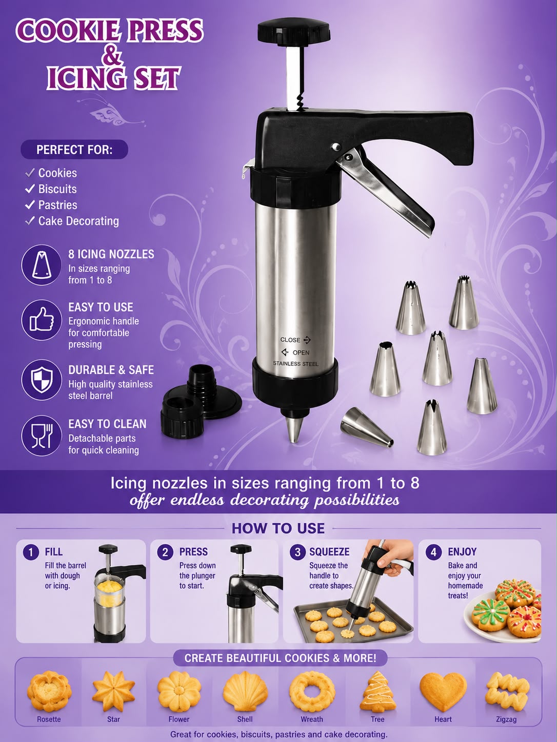 Cookie Press & Icing Set