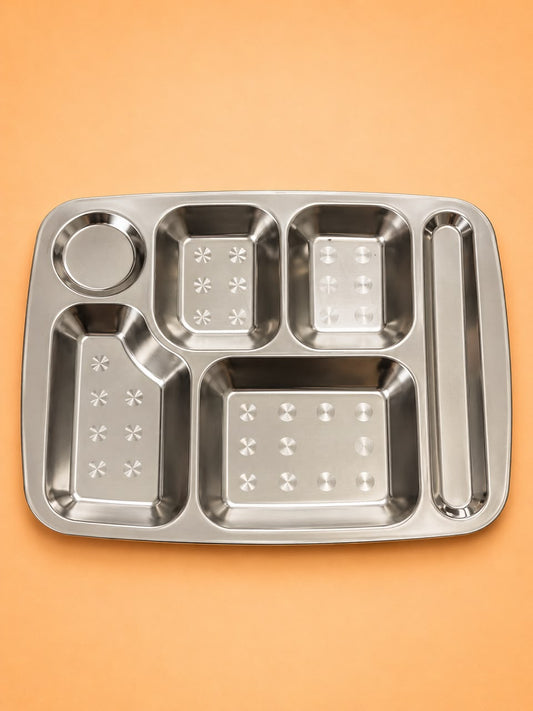 Stainless Steel Compartment Tray – 35 × 27 cm