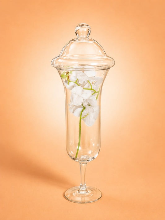Glass Decorative Vase with Lid