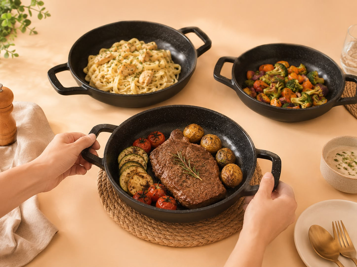 Granite Serving Pan Set – 3 Pieces