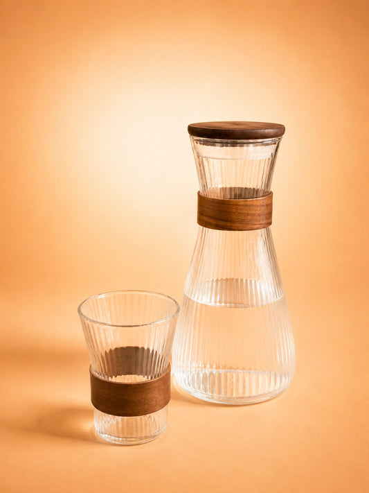 Glass Carafe Set with 6 Cups