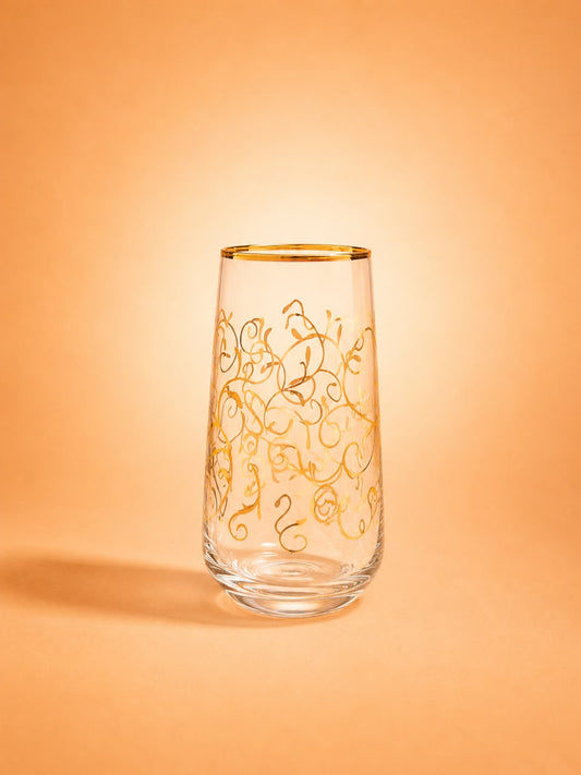 6-Piece Gold Rim Glass Tumbler Set (480 ml)