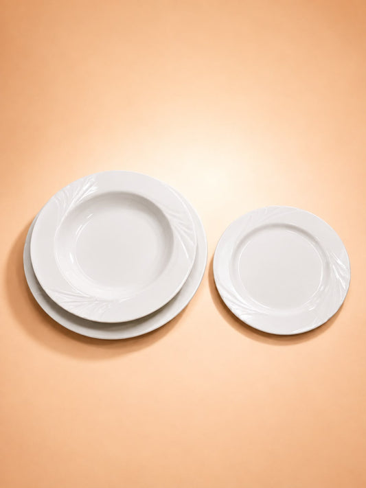 Elegant White Embossed Plate Collection – Sold by Piece