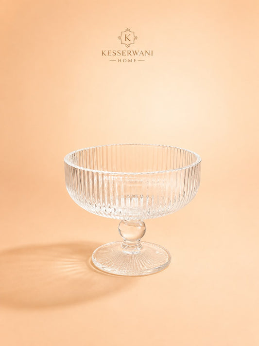 6pcs 330ml Ribbed Glass Dessert Bowl