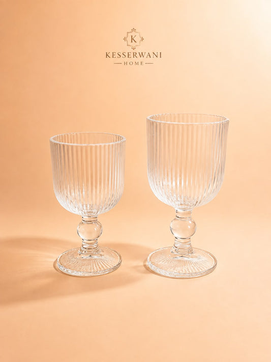 6pcs Ribbed Glass Goblet