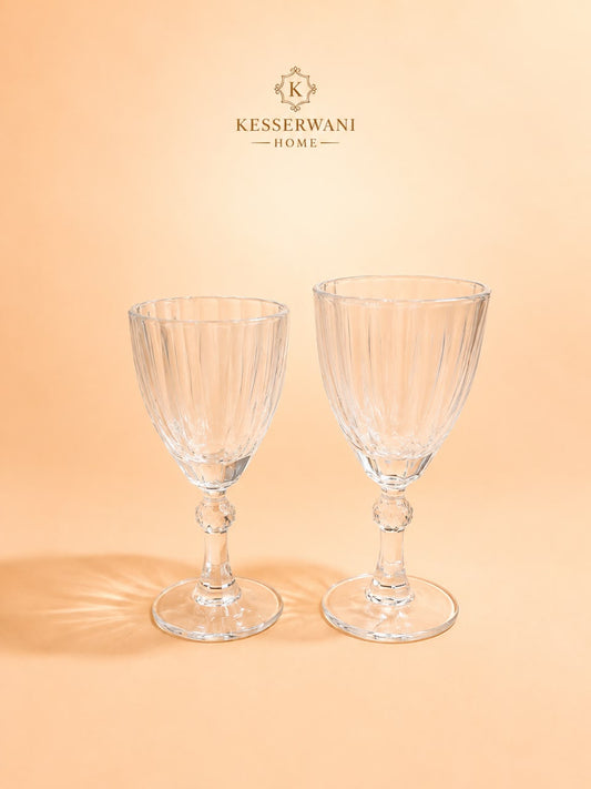 6pcs Ribbed Crystal Glass Goblet