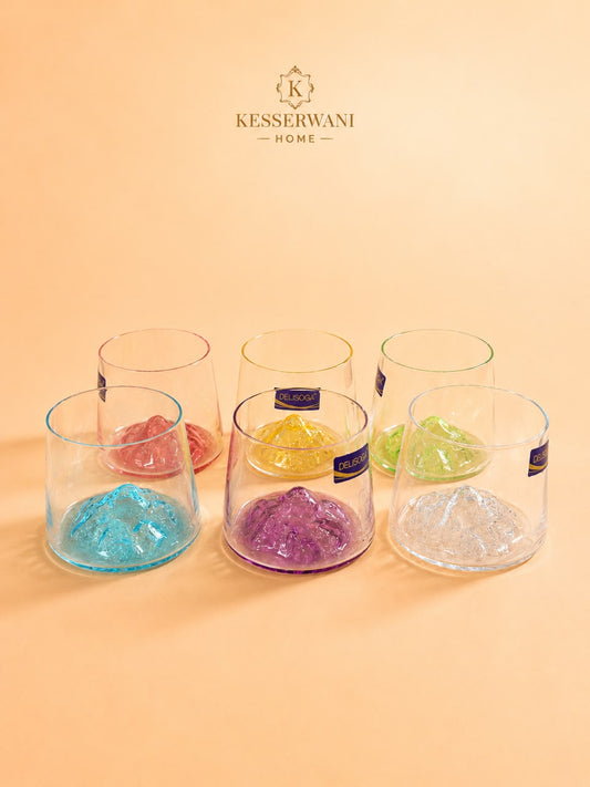 6-Piece Mixed Color Glass Tumbler Set – 260ml