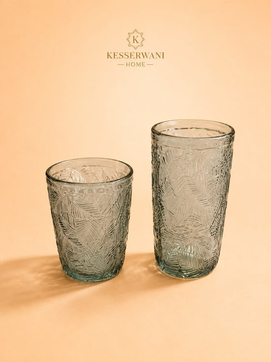 6pcs Textured Leaf Glass Tumbler