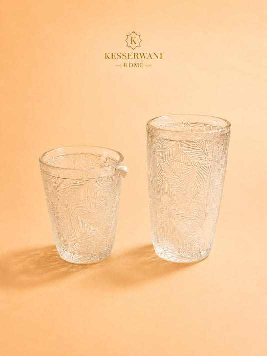 6pcs Leaf Pattern Glass Tumbler