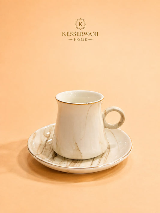 6x6 Piece Coffee Cup Set – Gold Rim