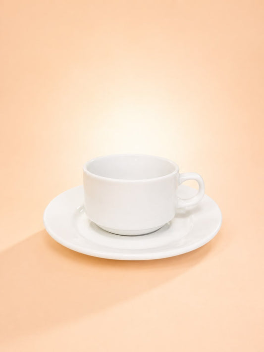 Classic White Tea Cup & Saucer – 6×6