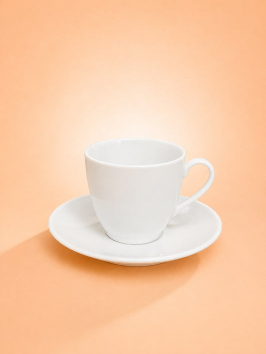 Classic White Tea Cup & Saucer – 6×6