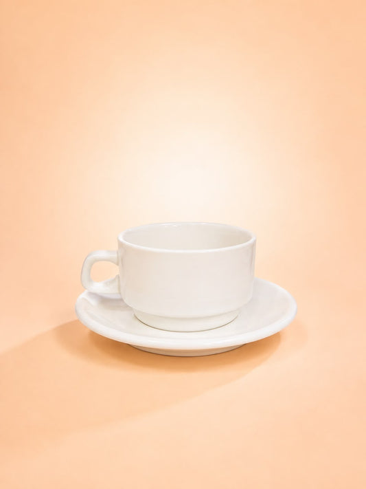 Classic White Tea Cup & Saucer – 6×6