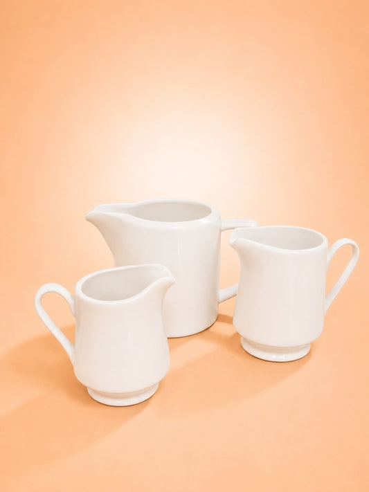White Ceramic Creamer Set – S, M & L