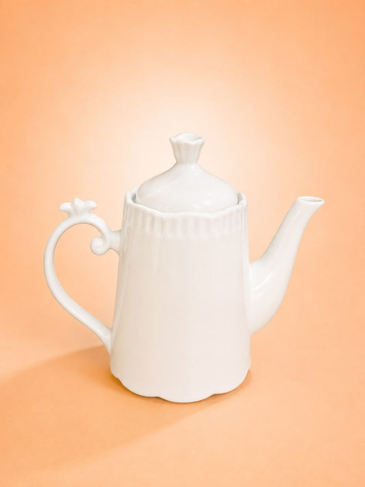 2L Elegant White Ceramic Teapot