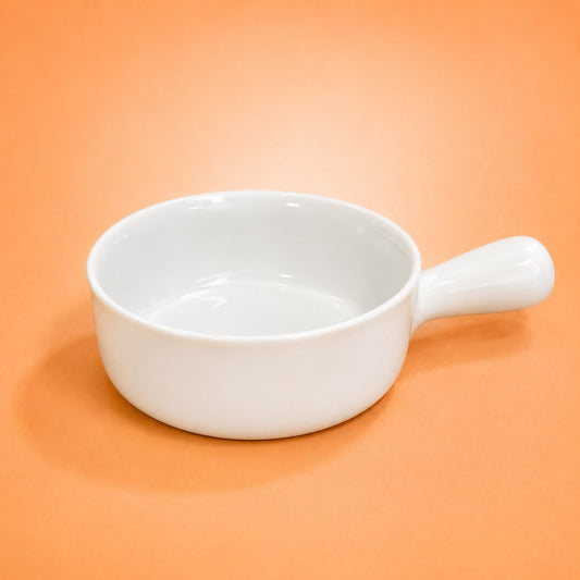 White Ceramic Serving Bowl with Handle