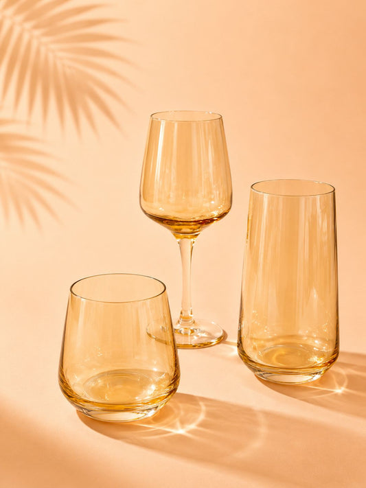 Turkish Amber Glassware Set – 18 Pieces