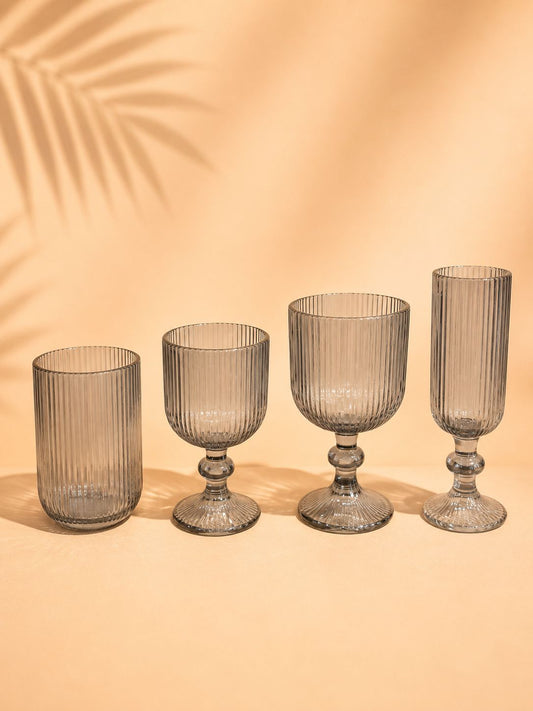 Ribbed Glassware Set – 6 Pieces 4 Models