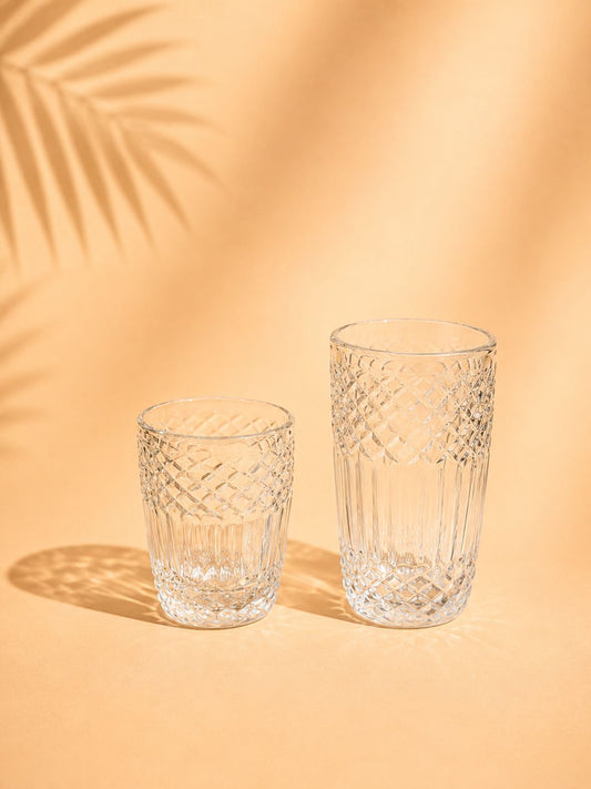 6pcs Textured Glasses Set – 300ml & 380ml