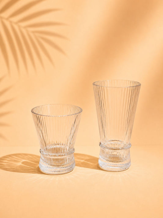 Ribbed Glass Tumbler Set – 6 Pcs