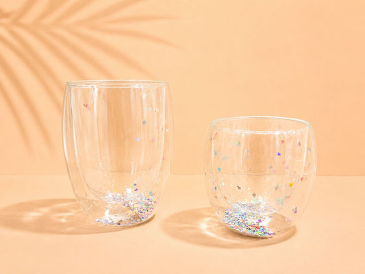 Confetti Double-Wall Glass Tumbler – 180–220 ml