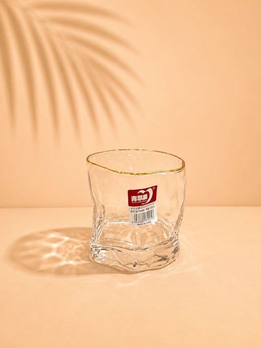 Gold Rim Glass Tumbler Set – 6 Pcs