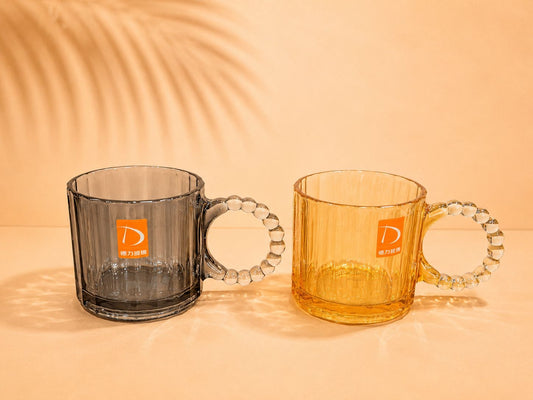 Beaded Handle Glass Mug – 320ml 6pcs