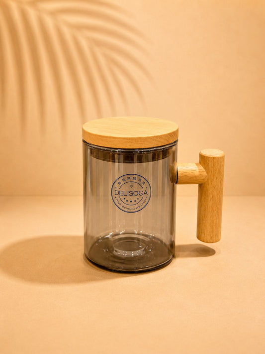 Borosilicate Glass Mug with Bamboo Lid – 520ml