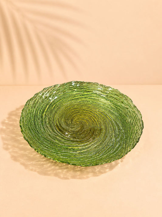 Green Textured Glass Serving Plate – 28.5cm