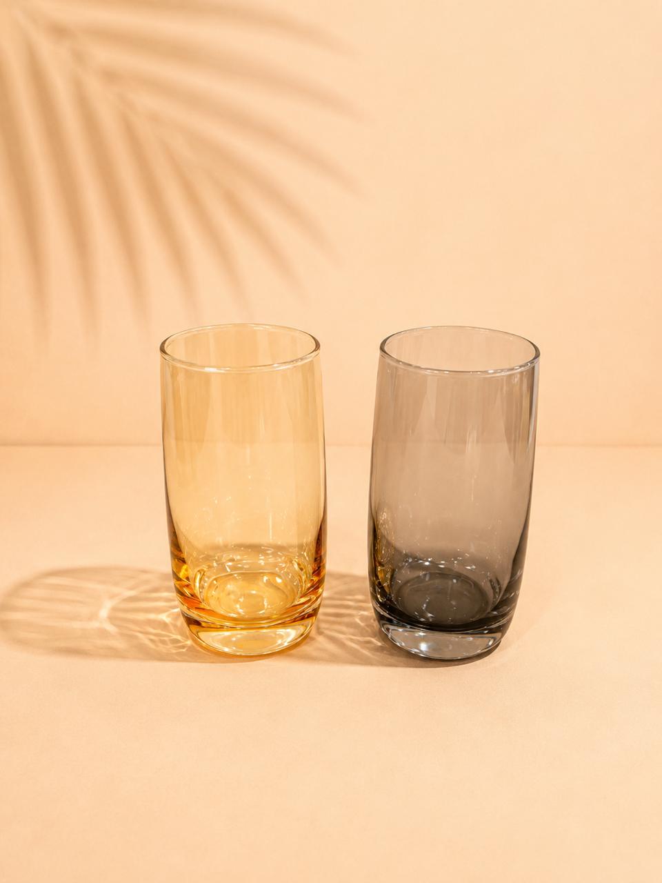 Tall Glass Tumbler – Black & Amber 6pcs 280ml