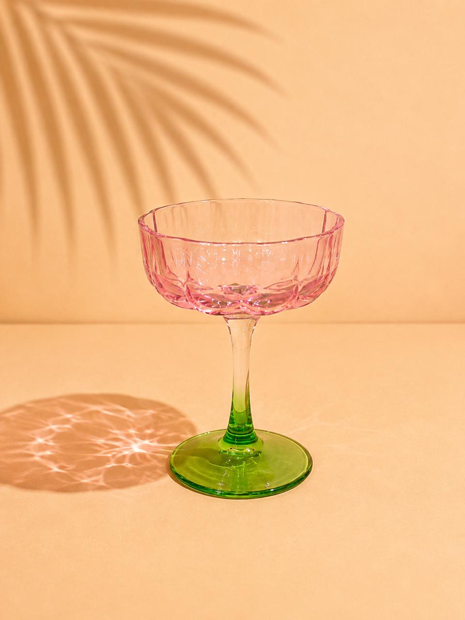 Pink & Green Coupe Glass – 180ml (6pcs)