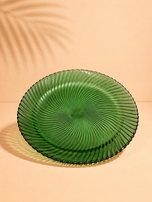 Green Glass Serving Plate – 31cm