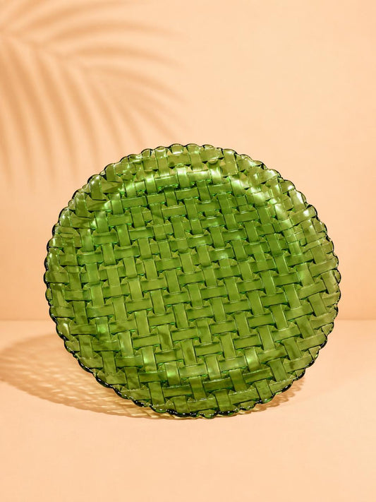 Green Glass Serving Plate – 31cm