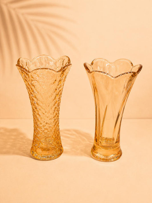 Amber Flared Glass Vase – 26cm