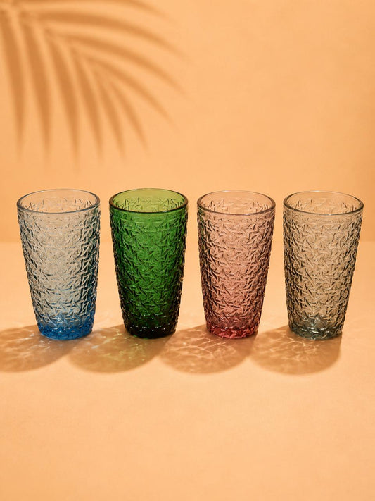 Textured Tumbler Glass Set – 380ml (6 Pcs)