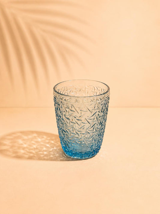 Blue Textured Glass Tumbler – 6 Pcs