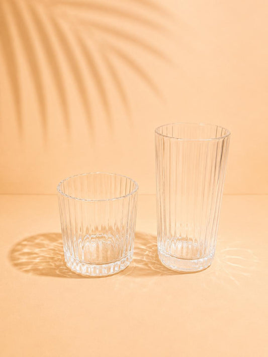 Ribbed Glass Tumbler Set – 6 Pcs